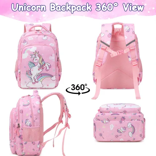 Miniatura 93 de Juego de mochila para niñas y adolescentes, mochila escolar para niños con bolsa para el almuerzo, estuche para lápices, mochilas escolares