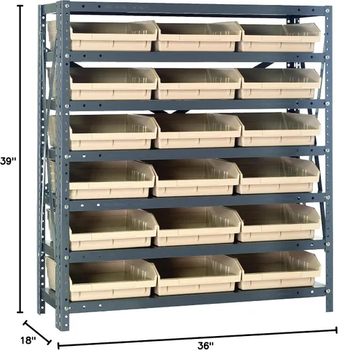 Miniatura 62 de Quantum QSBU-245BK Heavy Duty Shelving Unit with (7) Shelves and (24) QUS245 Black Bins for Garage Warehouse Storage Distribution 400 lb Load