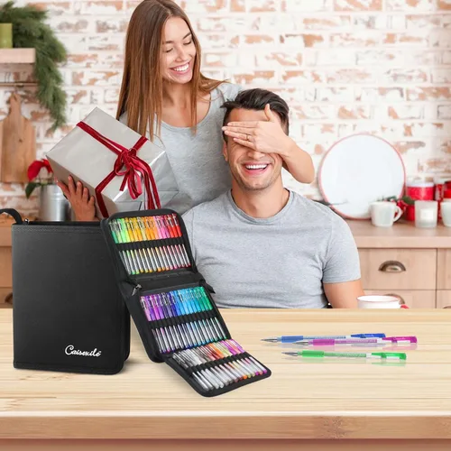 Miniatura 6 de Bolígrafos de gel con purpurina para libros de colorear para adultos, paquete de 96 bolígrafos de gel para artistas, 48 colores con un 50% más
