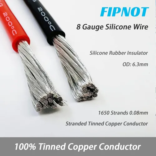 Miniatura 2 de Cable de 8 AWG Alambre Calibre 8 de Silicona - Carrete Negro de 25 pies, Alambre de Cobre Estañado Trenzado Extra Flexible 8AWG para Soldadura 200℃