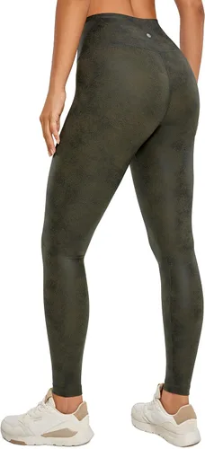Miniatura 2 de CRZ YOGA - Leggings de piel sintética mate para mujer, de 25 a 28 pulgadas, pantalones de cuero elásticos de cintura alta, mallas de cuero