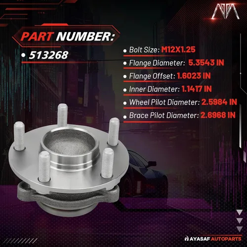 Miniatura 3 de 513268 Conjunto de cojinete de cubo de rueda delantera, 5 lengüetas con ABS para Infiniti G35 RWD 2003-07, Nissan 350Z 2003-09