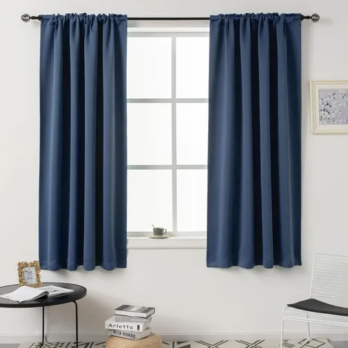 Miniatura 28 de DUALIFE Cortinas opacas de 45 pulgadas de largo, 2 paneles para ventanas pequeñas de dormitorio, aislamiento térmico, bolsillo para barra, cortinas