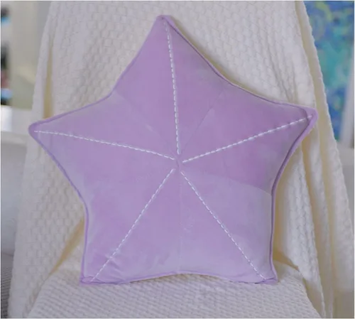Miniatura 2 de Almohada de suelo de concha de estrella de mar para sofá, almohada de lectura para automóvil (morado claro, 19.6 pulgadas)