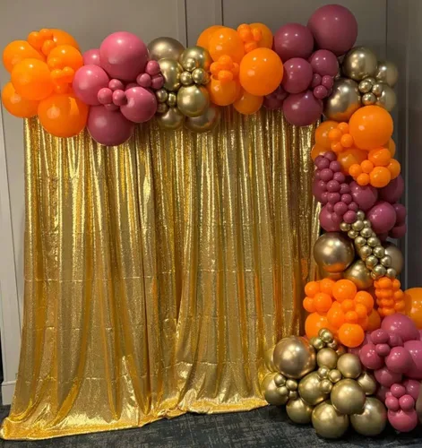 Miniatura 42 de Cortinas de fondo de lentejuelas negras con purpurina de 2 x 8 pies, 4 paneles para decoración de bodas, fiestas de cumpleaños, despedidas de Negro
