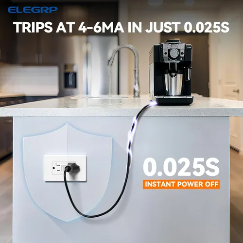 Miniatura 2 de ELEGRP Salida GFCI para Exteriores, Receptáculo GFI Eléctrico de Autoprueba de 15 Amperios con Diseño Más Delgado, Receptáculo GFCI Resistente a