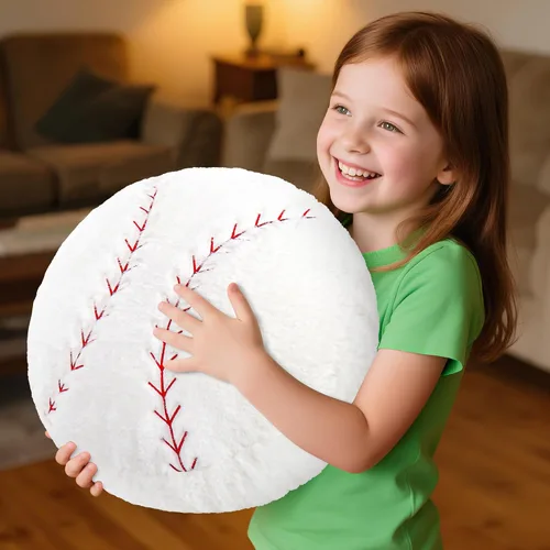 Miniatura 7 de Wepop Almohada de béisbol esponjosa de 18 pulgadas, almohadas de béisbol suaves, almohada de pelota deportiva, juguete de peluche para decoración