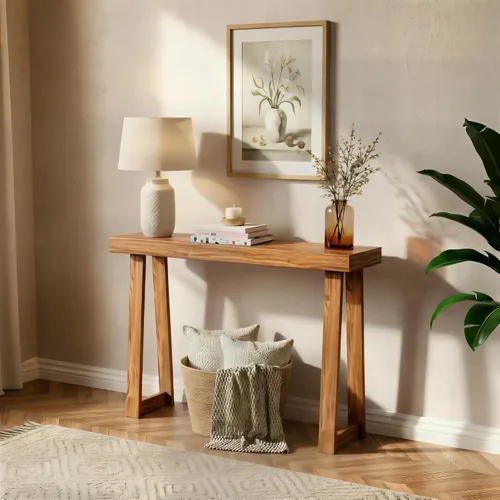 Miniatura 22 de Plank+Beam Mesa consola de madera maciza, 36 pulgadas, mesa de sofá, mesa de entrada estrecha para pasillo, detrás del sofá, sala de estar, Negro