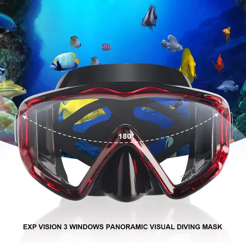 Miniatura 4 de Máscara de buceo Pano 3 para adultos, máscara de esnórquel de vidrio templado, máscara de natación antivaho sin fugas, gafas de natación con Rojo