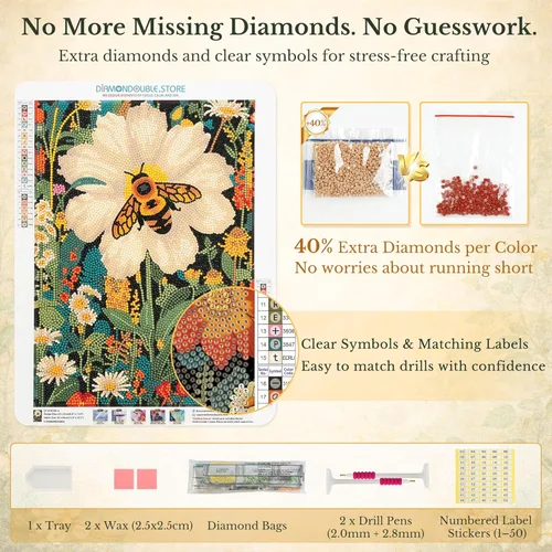 Miniatura 7 de DIAMONDOUBLE Kit de arte de diamantes prémium para adultos sobre lienzo de terciopelo, kit de pintura de diamantes pequeños 5D de 12 x 16 pulgadas