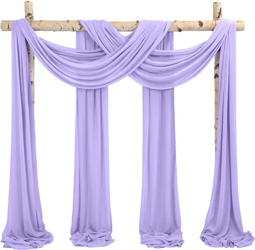 Miniatura 27 de Cortinas de arco de boda, 8 paneles de 28" x 20 pies, cortinas de tela de gasa blanca para ceremonia y recepción Blanco