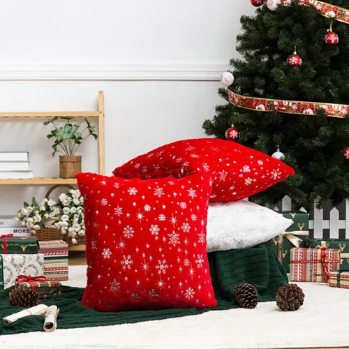 Miniatura 2 de MOJUN Fundas de almohada de Navidad, paquete de 2 fundas de almohada decorativas suaves y bonitas con fundas de almohada impresas con purpurina