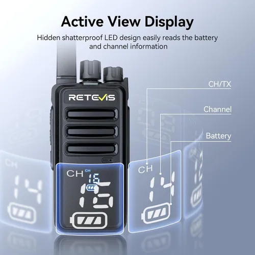 Miniatura 2 de Retevis RT68H Walkie Talkies de largo alcance, radio resistente de 2 vías con auricular, 1200 mAh, pantalla oculta, silenciamiento de 9 niveles