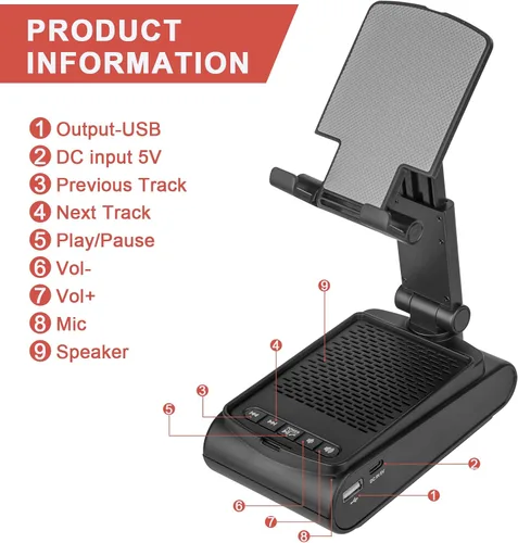Miniatura 7 de Regalos para hombres, soporte para teléfono celular con altavoz Bluetooth inalámbrico, sonido envolvente HD para el hogar y al aire libre