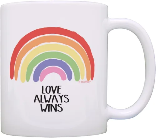 Miniatura 9 de Taza con diseño de arcoíris Love Always Wins LGBTQA Ally Gifts Gay Pride Gifts Hope - Taza de café de 15 onzas, color blanco