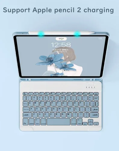 Miniatura 4 de Funda con teclado para iPad de 6ª y 5ª generación, iPad Pro 9.7, iPad Air 2, iPad Air 1, funda delgada con bonito teclado de color, funda de teclado