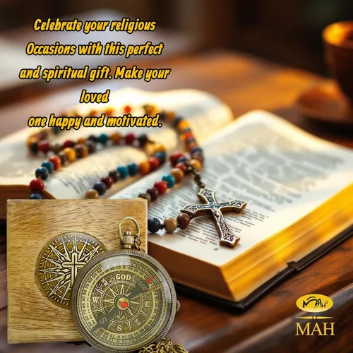 Miniatura 7 de Bible Verse Brass Compass – “Be Strong and Courageous” (Joshua 1:9) Christian Gift for Graduation, Baptism, Confirmation – Religious Keepsake for