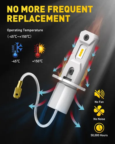 Miniatura 5 de AUXITO Bombillas LED antiniebla H3 3000K amarillas, súper penetración, tamaño 1:1 mini, plug n play, bombilla LED H3ll para lámpara antiniebla, DRL
