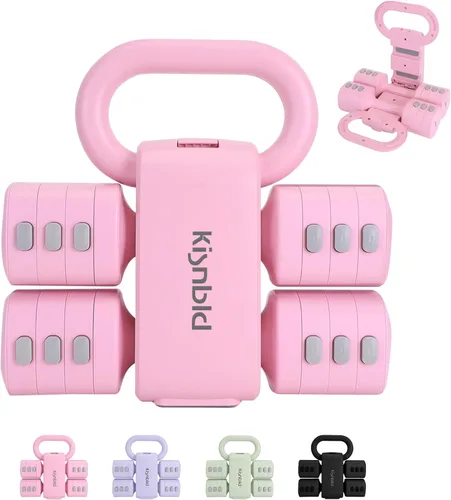 Miniatura 8 de kisnbld Juego de mancuernas ajustables de 2, juego de 4 en 1 de pesas libres para mujeres con ajuste rápido, cada juego de pesas de mano de 2 libras