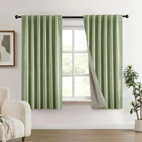 Miniatura 10 de HOMEIDEAS Cortinas Opacas 100% de Chenilla para Dormitorio, Cortinas Rosa Rubor de 63 Pulgadas de Largo, 2 Paneles para Sala de Estar/Guardería