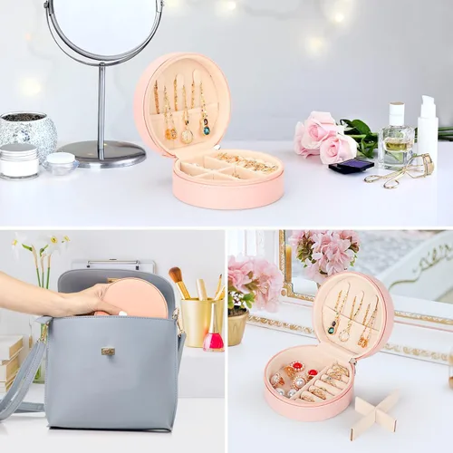 Miniatura 7 de Paquete de 3 cajas de joyería cajas de joyería para mujeres y organizador de joyas de viaje con espejo y caja de joyería pequeña caja organizadora