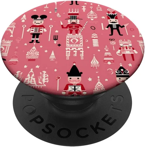 PopSockets PopGrip estándar con temática navideña de cascanueces de Navidad rosa