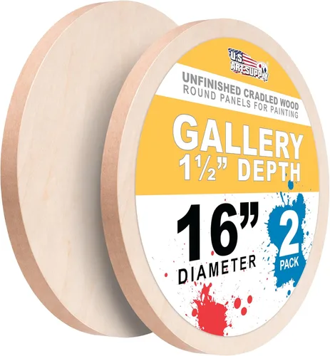 Miniatura 9 de U.S. Art Supply Paneles de madera acunados sin terminar de 5 x 5 pulgadas para pintar, galería de 1-1/2 pulgadas de profundidad