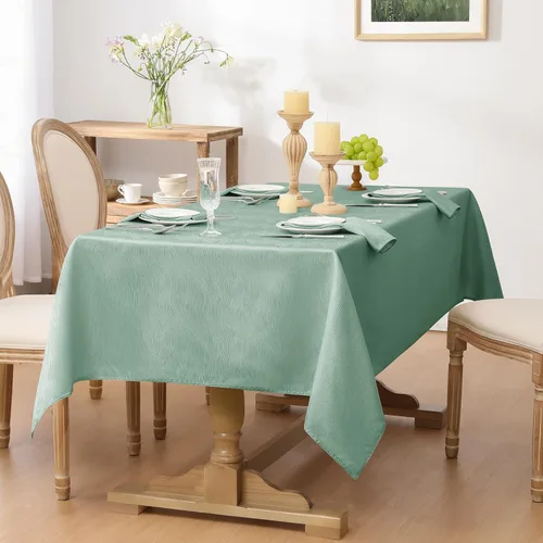 Miniatura 3 de Softalker - Mantel jacquard rectangular, diseño en espiral, resistente al agua y a las manchas, antiarrugas, tela de mesa pesada y libre de arrugas