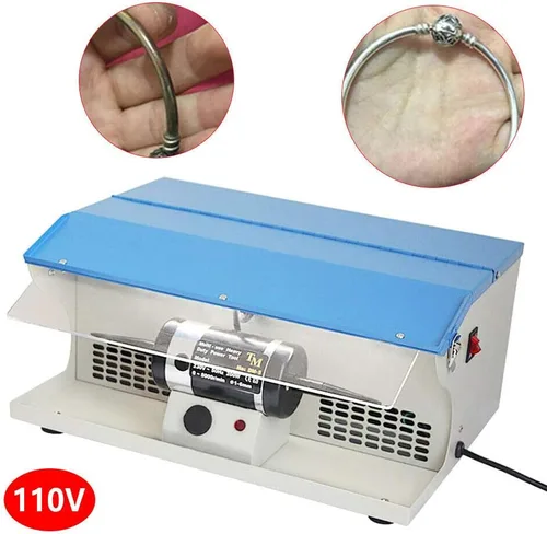 Miniatura 2 de TFCFL Máquina pulidora de joyas, herramienta de pulido de 200 W, colector de polvo con mesa ligera, pulidor de joyería, velocidad de 0-8000 RPM