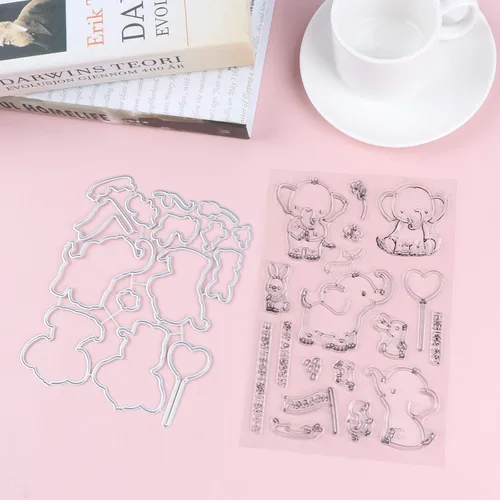 Miniatura 3 de Troqueles con sello de elefante de amigos con sello de elefante, troqueles de corte en relieve, plantilla 3D, troqueles de corte de metal