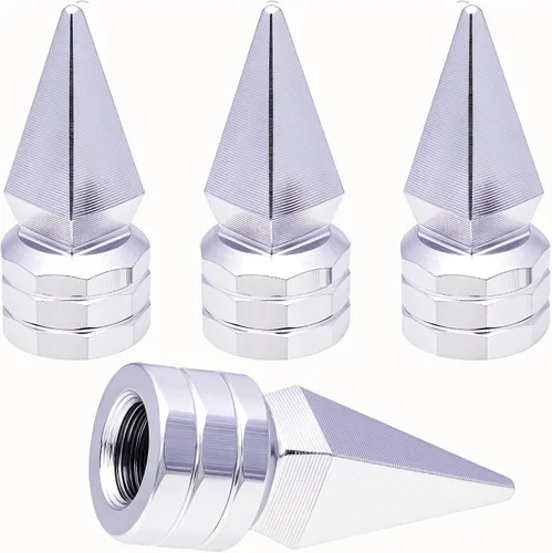 Miniatura 7 de 4 piezas de tapas de válvula de rueda con forma de punta, válvula de rueda de aleación de aluminio con punta, tapas de aire universales a prueba