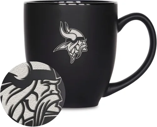Miniatura 9 de Rico Industries Taza Bistro Mate Negra de Fútbol Americano NFL de 15 onzas - Para Bebidas Calientes o Frías - Logotipo del Equipo Grabado para una