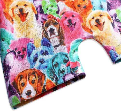 Miniatura 203 de HOZIY - Leotardos de gimnasia con pantalones cortos brillantes para niñas pequeñas; estampados de unicornio, aurora, arco iris, sirena, dinosaurio