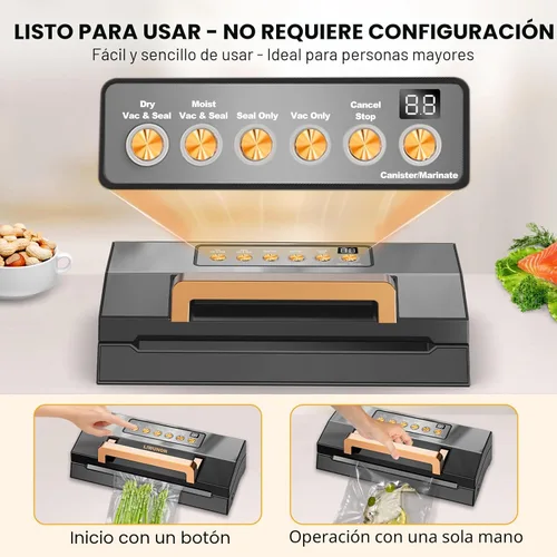 Miniatura 2 de Potente máquina selladora al vacío de succión, sellador al vacío de alimentos totalmente automático comercial con doble sellado térmico, modos secos