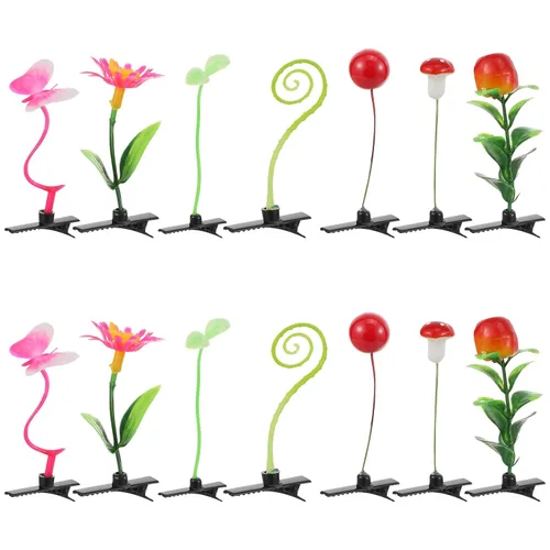 Miniatura 2 de FRCOLOR Juego de 28 pinzas para el pelo de plantas de simulación, horquillas creativas para niñas, niños, pasadores de pelo, accesorios de agarre