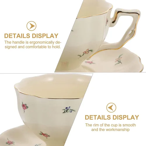 Miniatura 4 de Taza de té, tazas de café, taza de café, 1 juego de tazas de té y platillos de porcelana, tazas de té de porcelana de estilo europeo con platillo