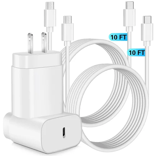 Cargador súper rápido Samsung, bloque de carga rápida Samsung, paquete de 2 cargadores de pared USB C Samsung de 25 W, cable USBC rápido de 3 m para