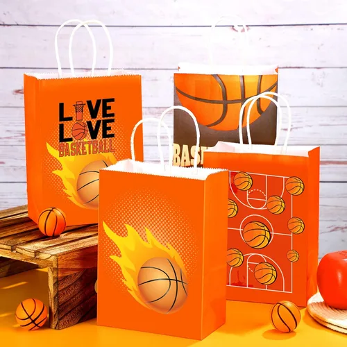 Miniatura 3 de Outus 24 piezas de bolsas de regalo de baloncesto, bolsas de regalo de fiesta de baloncesto, bolsas de golosinas y caramelos de baloncesto, bolsas