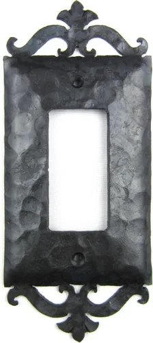 Miniatura 3 de Cubierta de placa de interruptor de pared de hierro forjado con desplazamiento español EPH23 (negro)