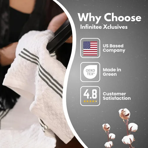 Miniatura 7 de Infinitee Xclusives Toallas de Cocina Premium – Paquete de 3, 100% Algodón 15 x 25 Pulgadas Toallas de Plato Absorbentes - Toallas de Paño de Gris