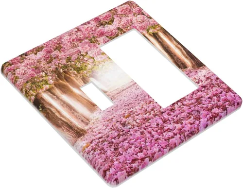 Miniatura 313 de Cubiertas de placa de pared de 3 gang con interruptor de luz de triple palanca, en negro y dorado con esplendor de oro rosa, estampado floral