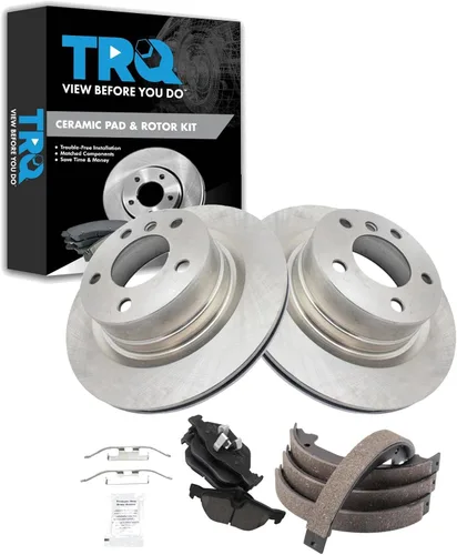 Miniatura 92 de TRQ Kit de pastillas de freno y rotor Posi trasero premium con zapatas de estacionamiento para camión GM SUV
