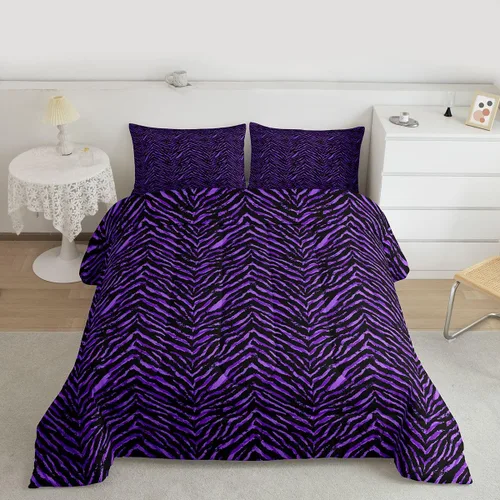 Miniatura 40 de Castle Fairy Juego de edredón con estampado de leopardo rosa y negro, juego de colcha de retazos de piel de cebra, tamaño King, para niños, niñas
