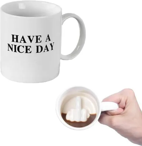 Miniatura 8 de Taza de café con dedo 3D en la parte inferior, divertida taza de café para hombres y mujeres, taza de café novedosa con elefante blanco, regalo