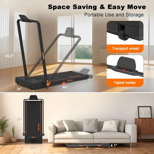 Miniatura 4 de WENOKER Caminadora portátil para oficina en casa, máquina de correr compacta y silenciosa, con control remoto y pantalla LED, sin instalación