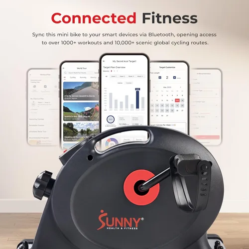 Miniatura 6 de Sunny Health & Fitness Smart Under-Desk Bike Exerciser, Low-Impact Cardio Cycling Equipment for Home/Office, Mini Paddler for Arm/Leg Mobility Negro