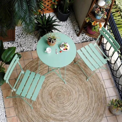 Miniatura 11 de Grand patio Juego de bistró plegable de 3 piezas, 2 sillas y 1 mesa, resistente a la intemperie para exteriores e interiores, juego de conversación