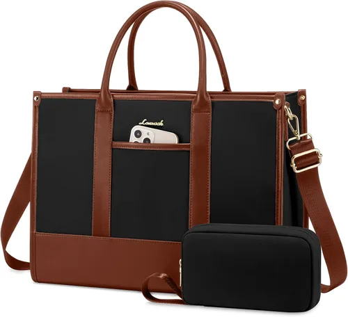Miniatura 13 de LOVEVOOK Bolso para laptop y bolsa de mano para mujeres, bolso de trabajo de 15.6 pulgadas, gran bolso profesional para maestra, liviano, bolso
