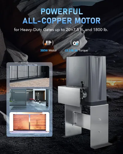 Miniatura 2 de CO-Z Abridor automático de puerta corredera de 1800 libras con 2 controles remotos, motor eléctrico de puerta deslizante de entrada, kit completo