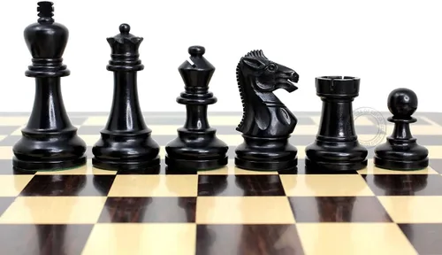 House of Chess - Juego de ajedrez Grand Master Staunton Tournament - Tamaño King: 3-3/4 pulgadas (base ancha) + 2 reinas extra - Ebonizado/boj